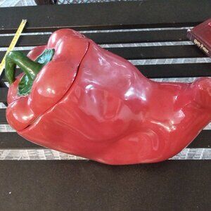 Clay art Red Hot chili pepper cookie jar